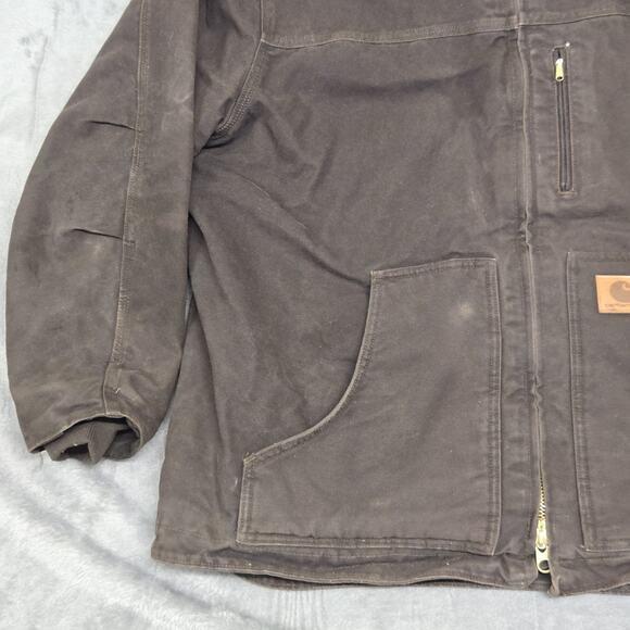 Carhartt Dark Brown C61 Sandstone Ridge Jacket Size 2XL Sherpa Lined Workwear - Picture 6 of 14